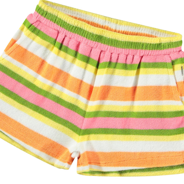 Short in spugna a righe multicolor per neonata bambina