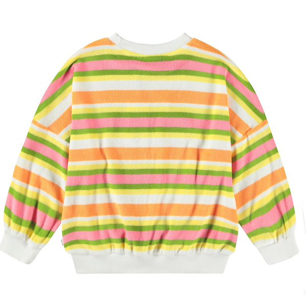 Felpa in spugna a righe multicolor per neonata e bambina