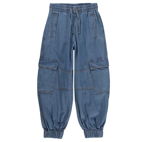 Jeans cargo Aliki in denim blu per bambini