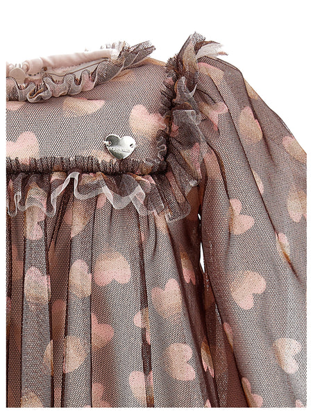 Abito in tulle glitter con cuori all over per neonata