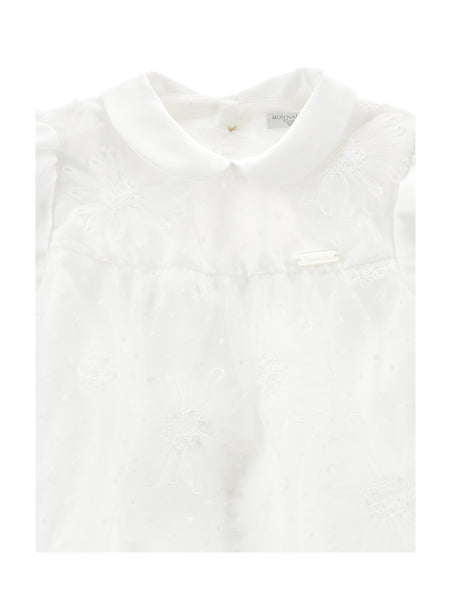 Completo panna con tulle e ricami per neonata