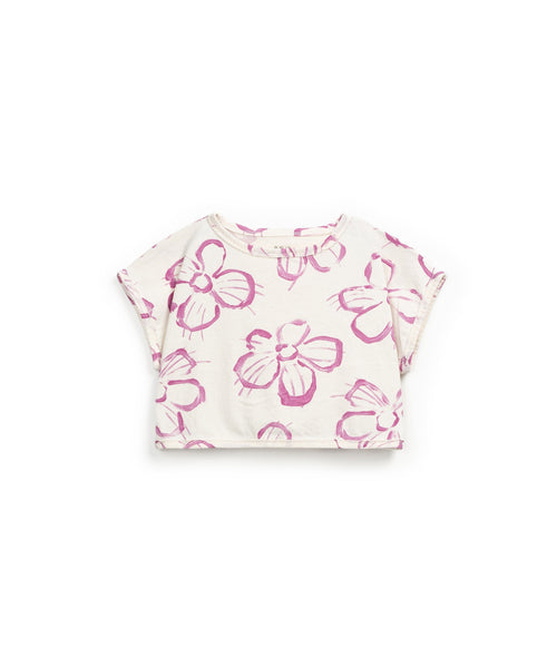 T-shirt panna con stampa all over per bambina