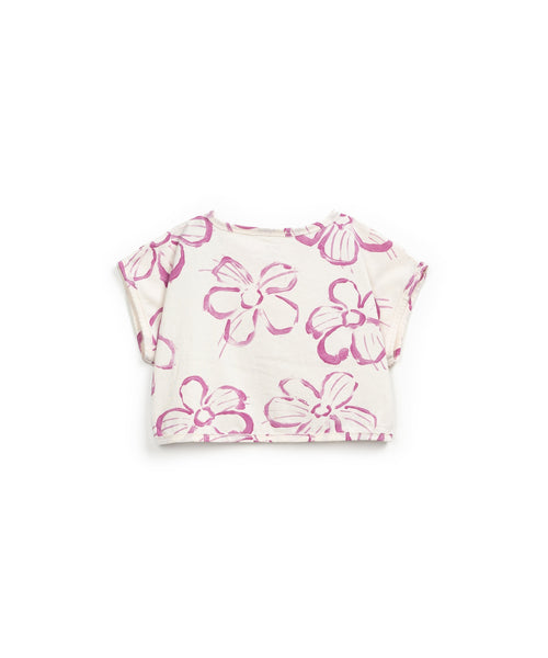 T-shirt panna con stampa all over per bambina