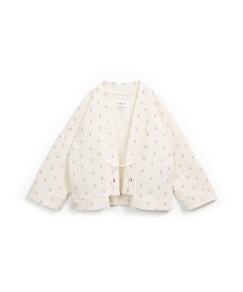 Cardigan panna con stampa all over per bambina