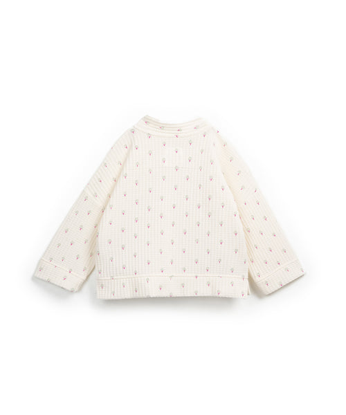 Cardigan panna con stampa all over per bambina