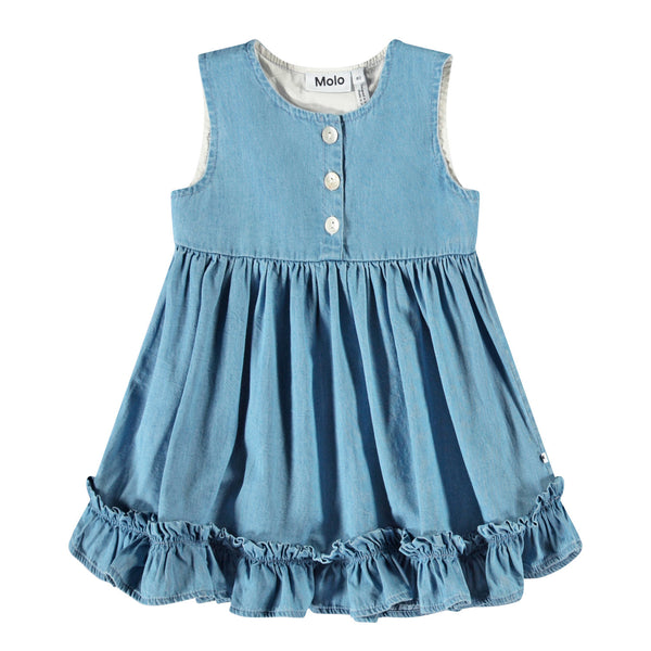Abito in cotone chambray per neonata