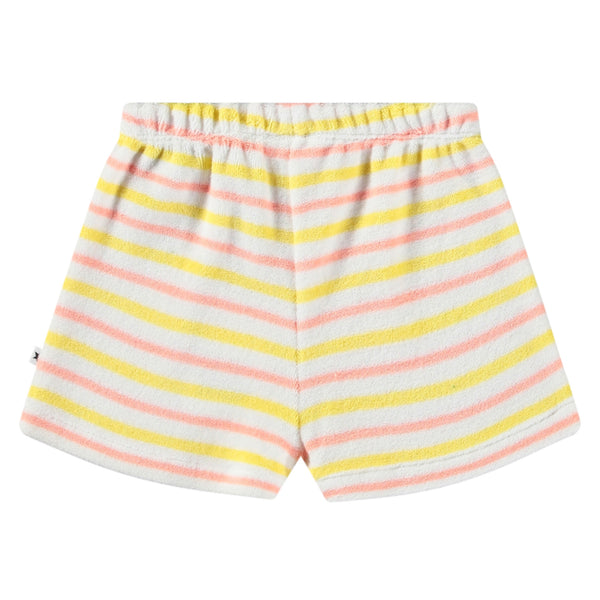 Short in spugna a righe multicolor per neonata