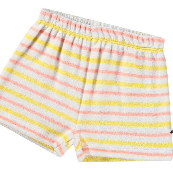 Short in spugna a righe multicolor per neonata