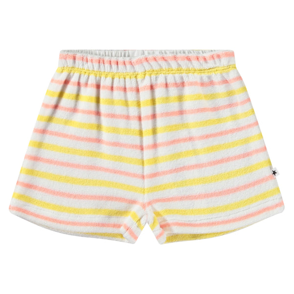 Short in spugna a righe multicolor per neonata