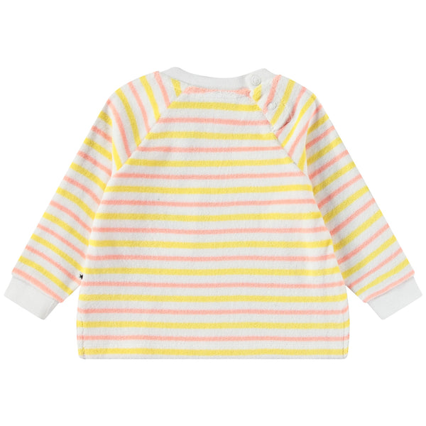 Felpa in spugna a righe multicolor per neonata