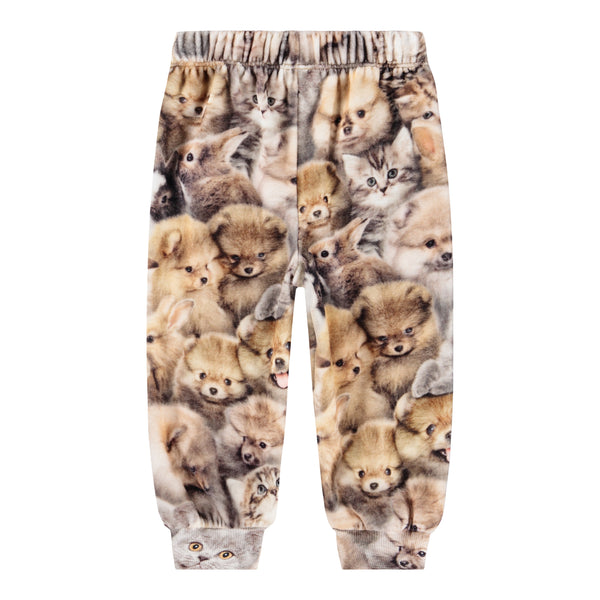 Pantalone in velluto con stampa all over per neonata