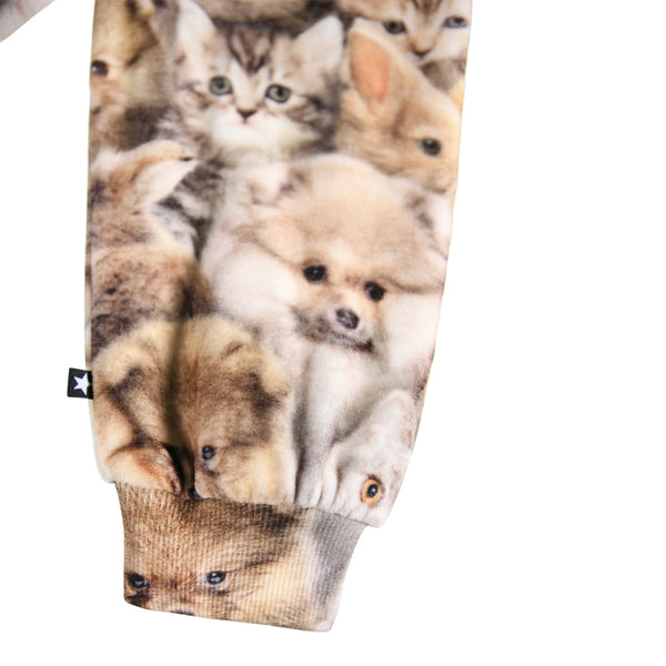 Pantalone in velluto con stampa all over per neonata