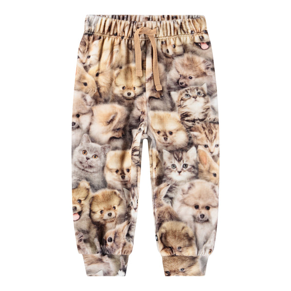 Pantalone in velluto con stampa all over per neonata