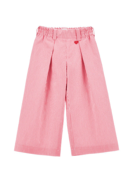 Pantalone ampio a righe bianche e rosse per bambina