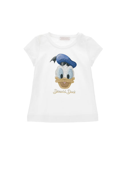 T-shirt bianca Donald Duck con strass per bambina