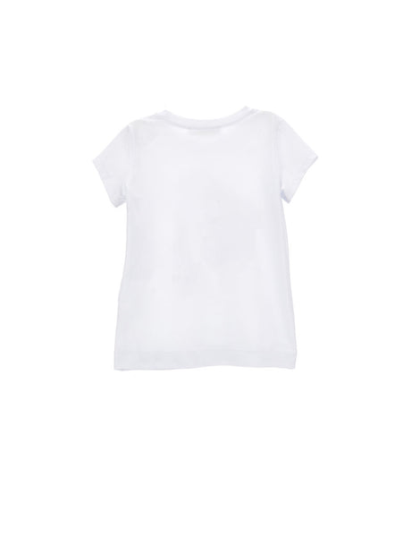 T-shirt bianca con stampa Rapunzel con strass per bambina