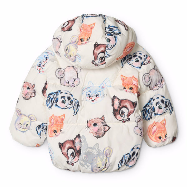 Piumino panna con stampa all over per neonata