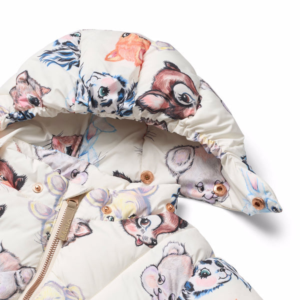 Piumino panna con stampa all over per neonata