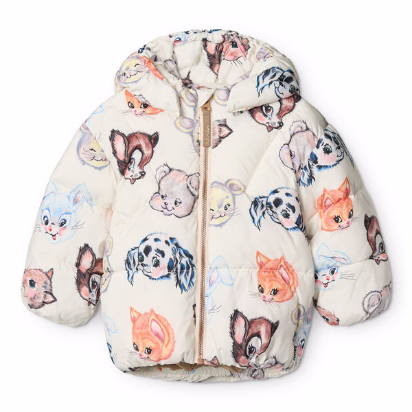 Piumino panna con stampa all over per neonata