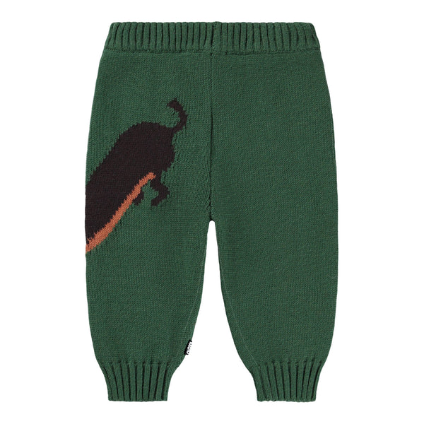 Pantalone in maglia verde con dettaglio jacquard per neonato
