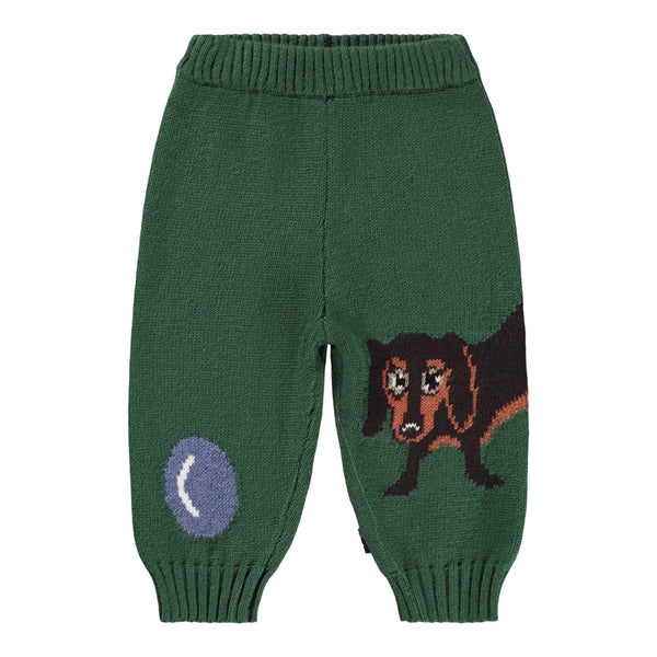 Pantalone in maglia verde con dettaglio jacquard per neonato