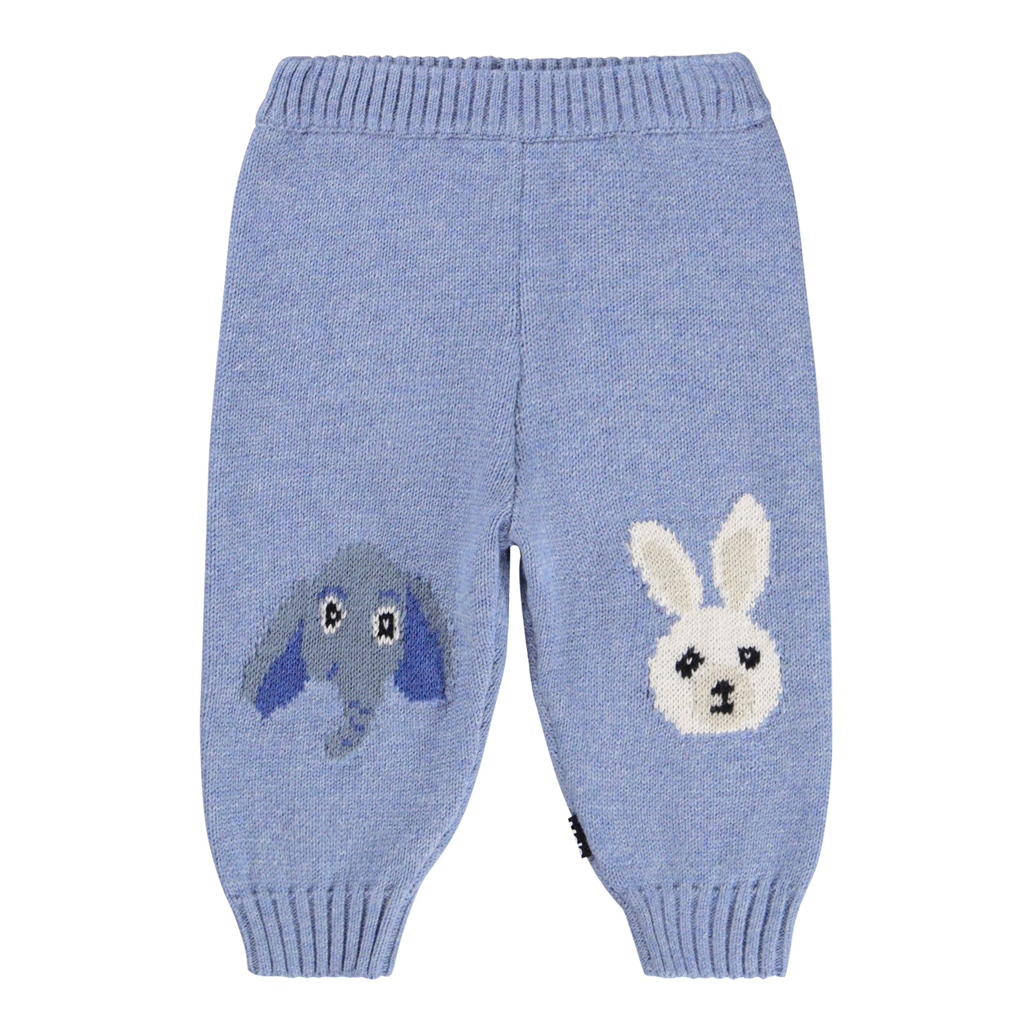 Pantalone azzurri in maglia con ricamo per neonato