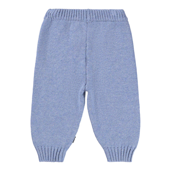 Pantalone azzurri in maglia con ricamo per neonato