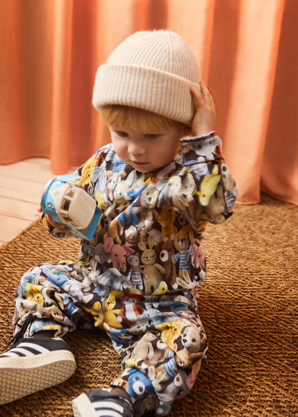 Pantalone multicolor con stampa all over per neonati