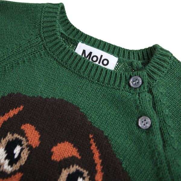 Maglia verde con dettaglio jacquard per neonato