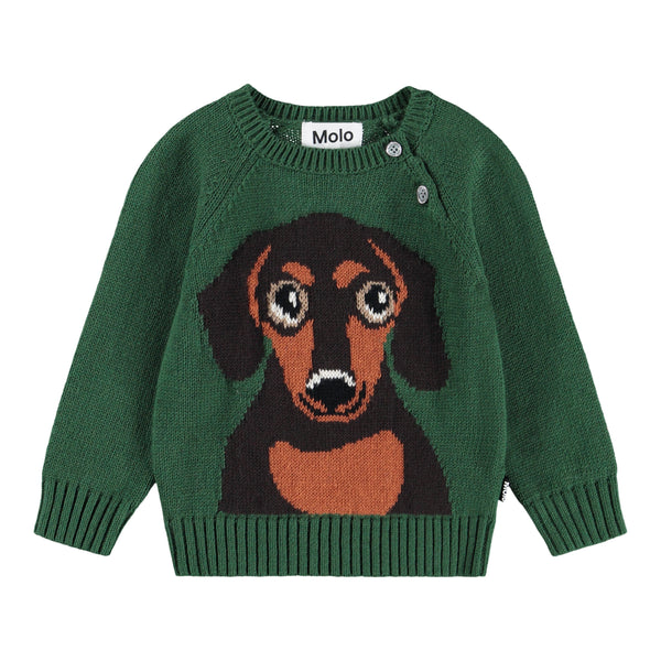 Maglia verde con dettaglio jacquard per neonato
