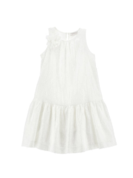 Abito bianco con ricami e paillettes per bambina