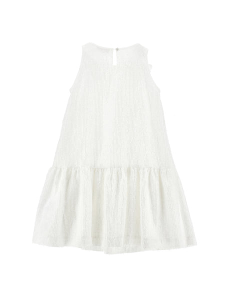 Abito bianco con ricami e paillettes per bambina