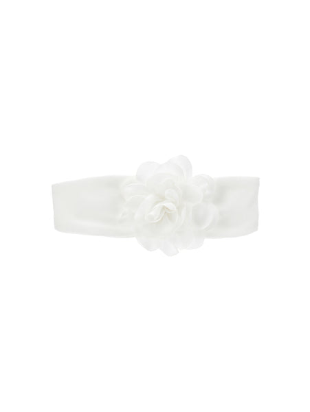 Fascia panna con fiore per neonata