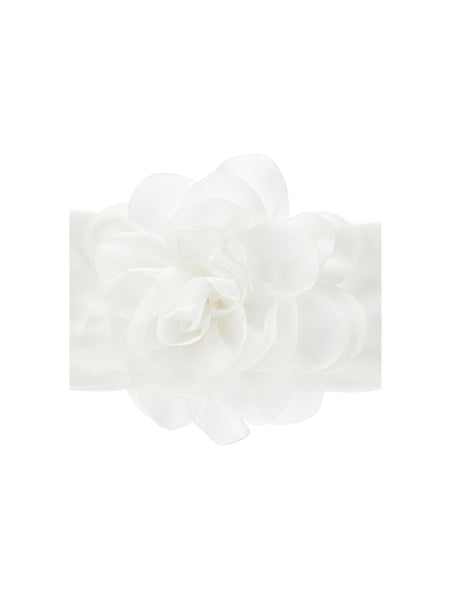 Fascia panna con fiore per neonata