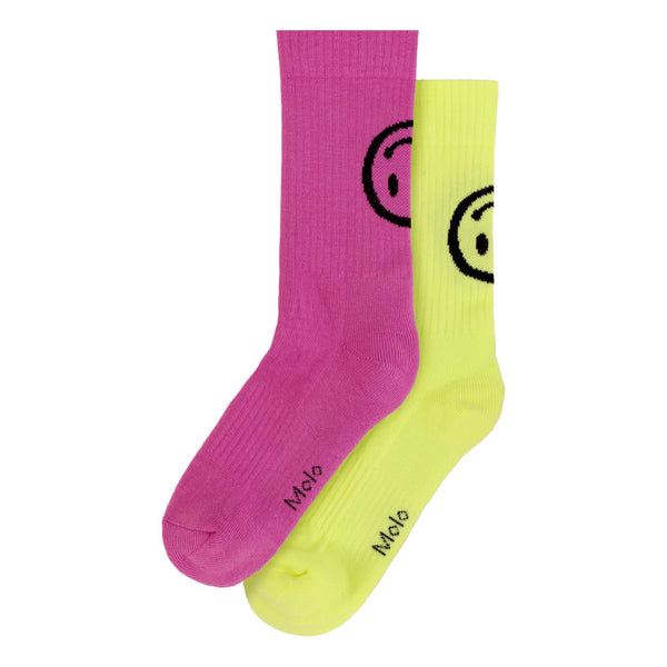 Set 2 paia di calzini giallo e rosa per bambini