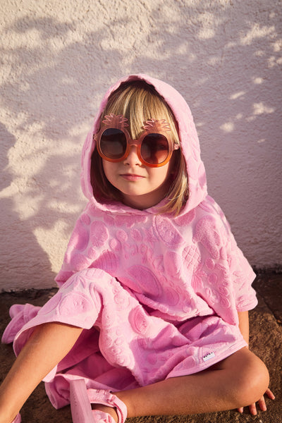 Occhiale da sole a forma di ananas rosa e arancione per bambina