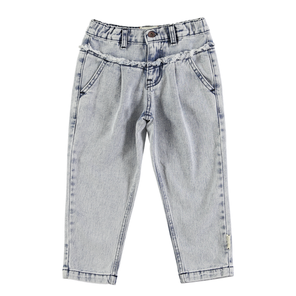 Jeans mom fit in denim azzurro chiaro per neonata e bambina