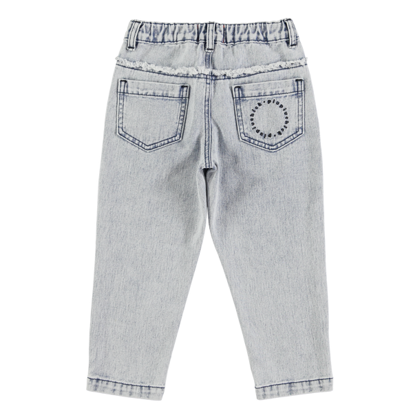 Jeans mom fit in denim azzurro chiaro per neonata e bambina