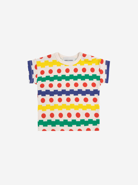 T-shirt con stampa multicolor all over per neonati