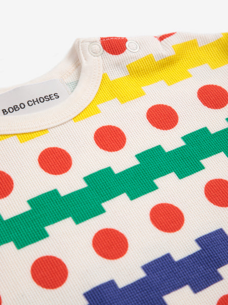 T-shirt con stampa multicolor all over per neonati