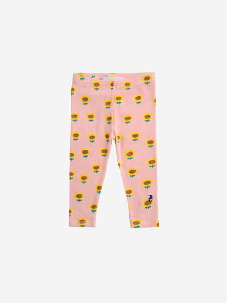 Leggings rosa con stampa girasoli all over per neonata