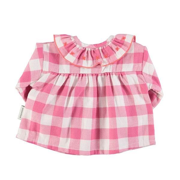 Blusa a scacchi rosa-panna per neonata
