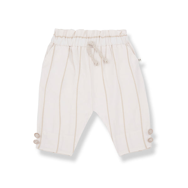 Pantalone panna a righe lurex oro per neonata