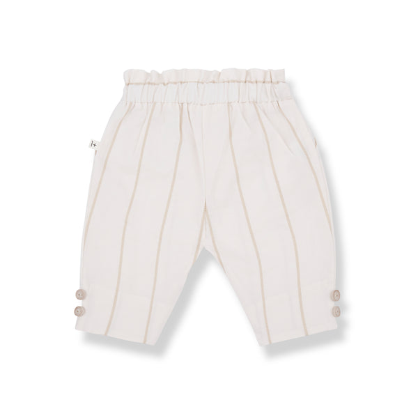Pantalone panna a righe lurex oro per neonata