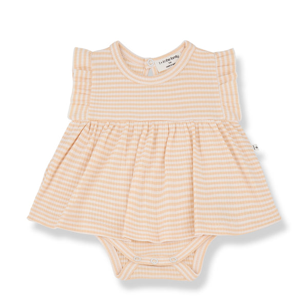Abito a righe pesca e bianche per neonata