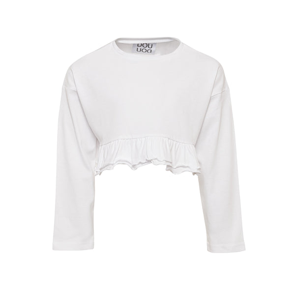 T-shirt cropped bianca per bambina