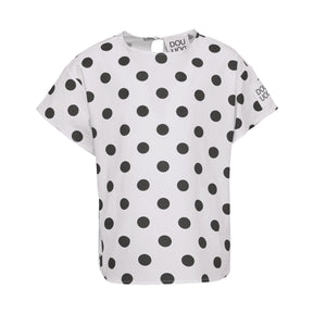 Blusa bianca a pois neri per bambina