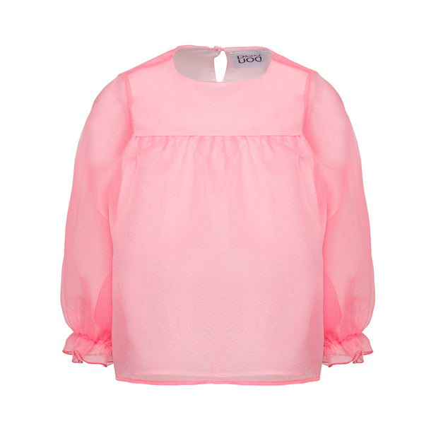 Camicia in organza rosa per bambina