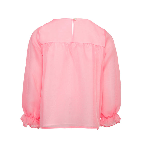 Camicia in organza rosa per bambina