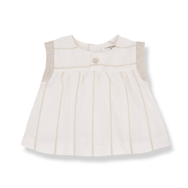 Blusa panna con righe lurex oro per neonata